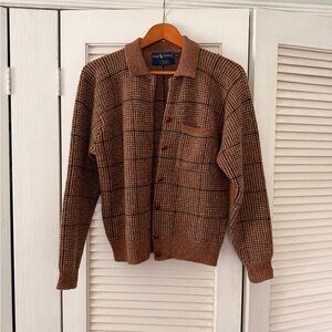 Vintage 90s Ralph Lauren Brown Brown Plaid Cardigan